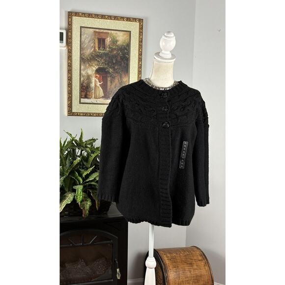 St. John's Bay Sweaters - St. John’s Bay Women 3/4 Sleeve Knit Cardigan Sweater XL Black 3 Button Open